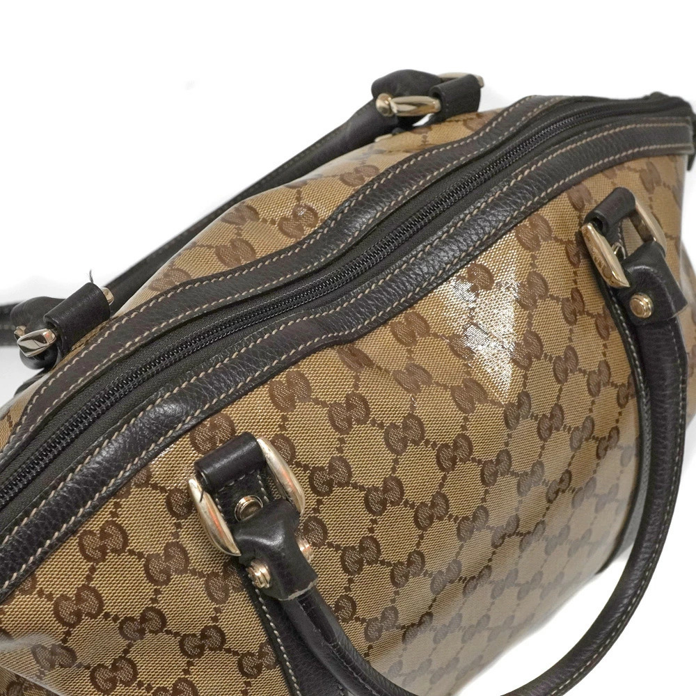 Gucci GG Crystal Dome Handbag canvas leather trim - Picture 6 of 11